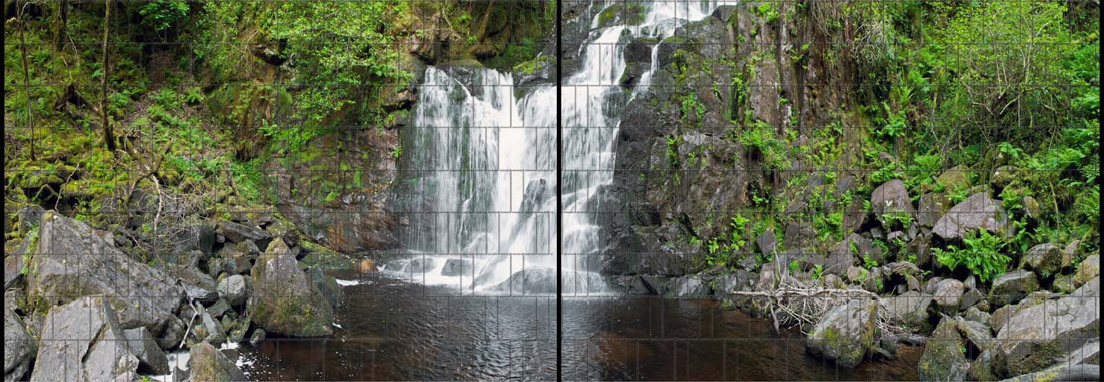 Waldwasserfall - Panorama XL bedruckte Sichtschutzstreifen für Doppelstabmattenzaun