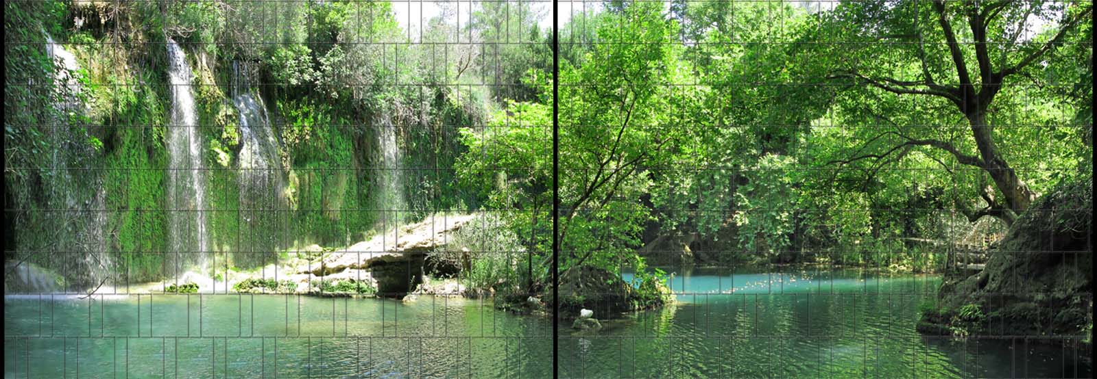 Grotte - Panorama XL bedruckte Sichtschutzstreifen für Doppelstabmattenzaun