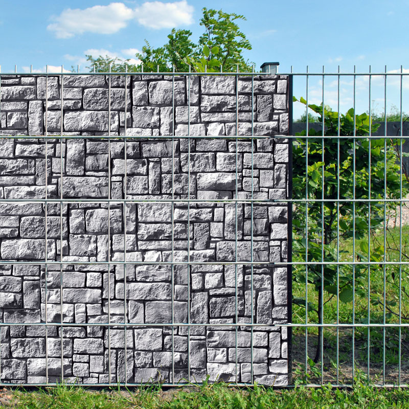 Steinlabyrinth - Bedruckter Sichtschutz Streifen Rolle Doppelstab Zaun