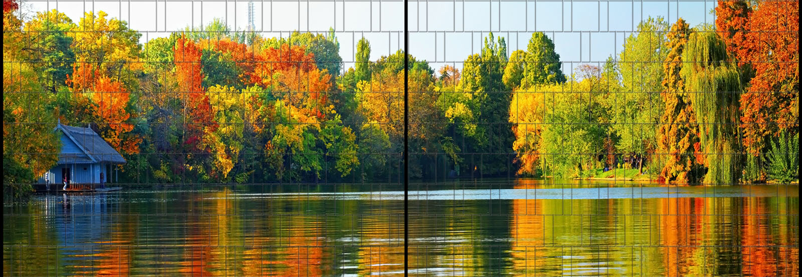 Blätterwald - Panorama XL bedruckte Sichtschutzstreifen für Doppelstabmattenzaun