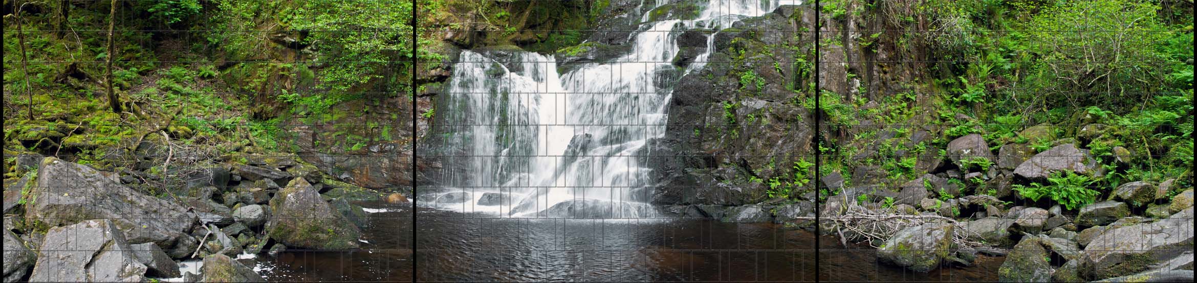 Waldwasserfall - Panorama XXL bedruckte Sichtschutzstreifen für Doppelstabmattenzaun