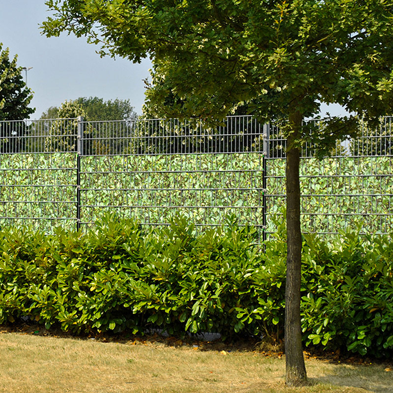 Kirschlorbeer - Bedruckter Sichtschutz Zaun Streifen - Beispiel Gartenzaun